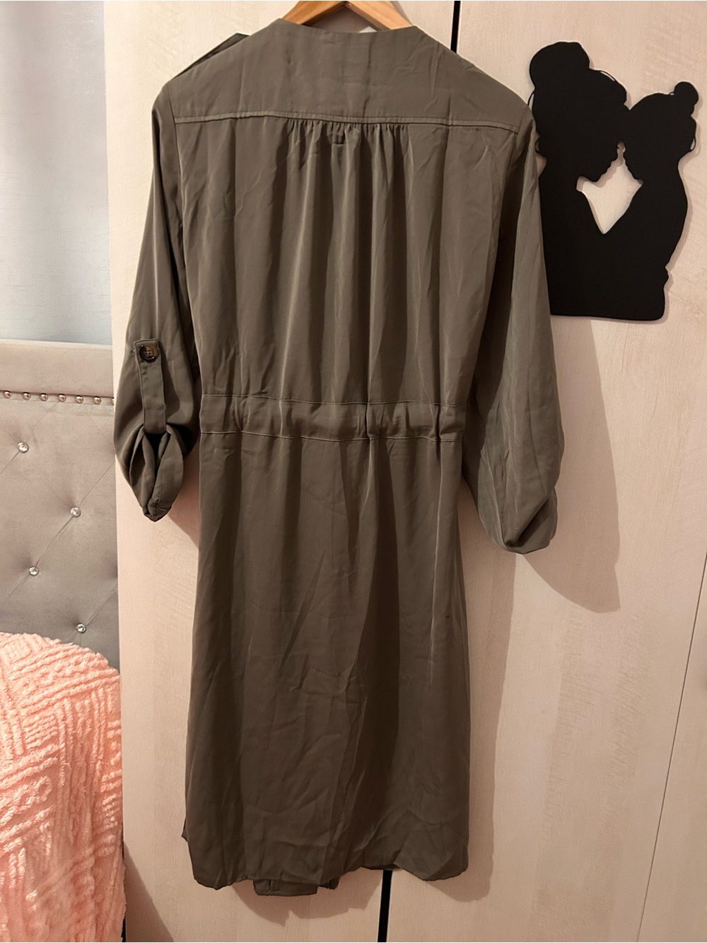 mittoshop Olive Green Drawstring Trench Dress - Picture 4 of 4